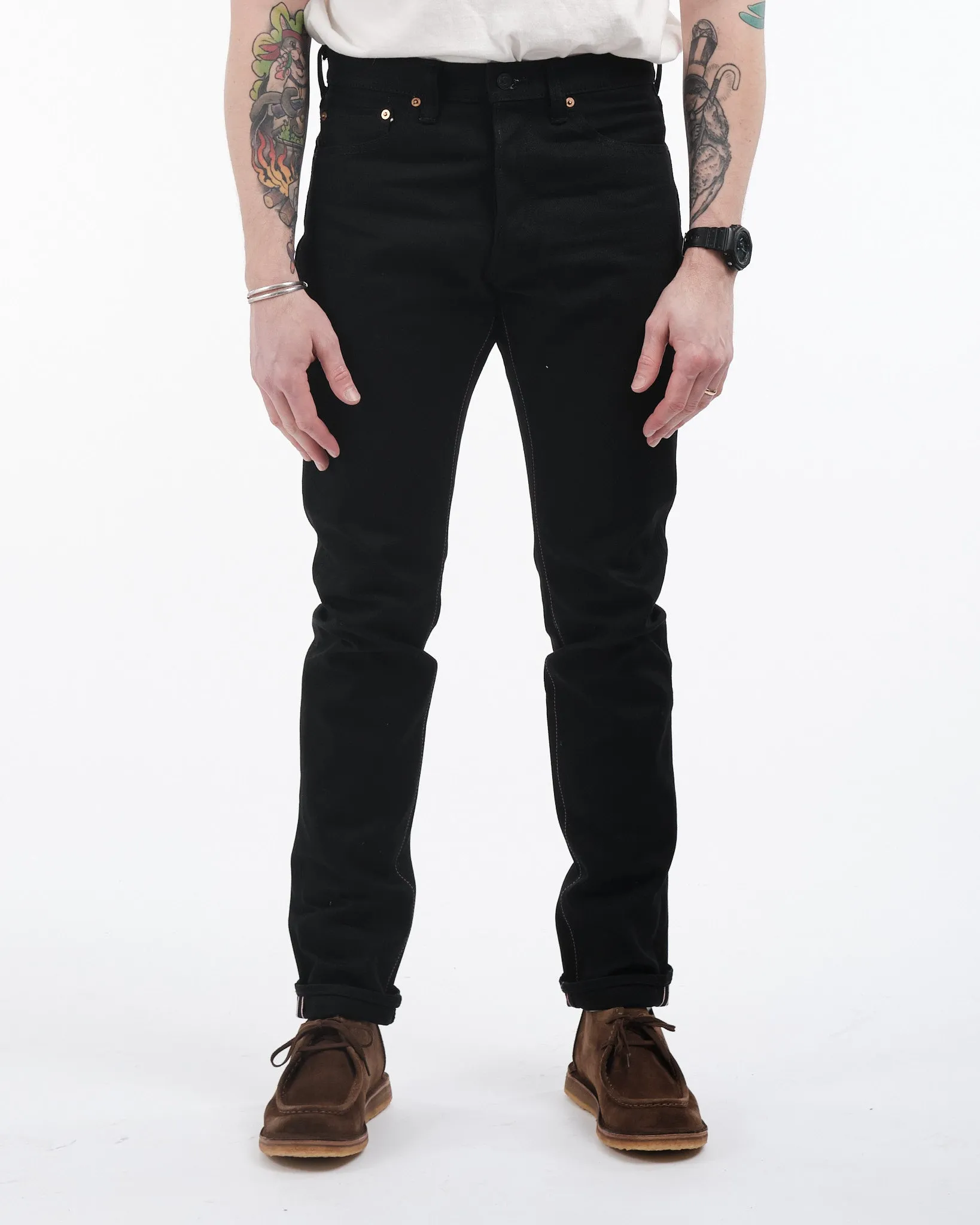 0405-B 15.7 oz Zimbabwe Cotton Black High Tapered Jeans