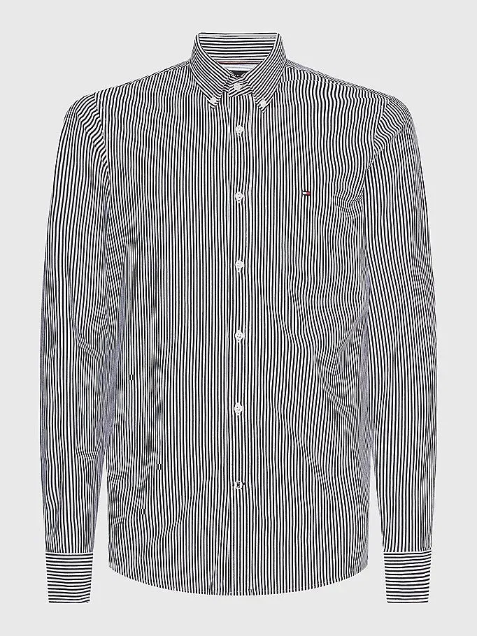 1985 Slim Line Knit Stripe Shirt - Yale Navy & White