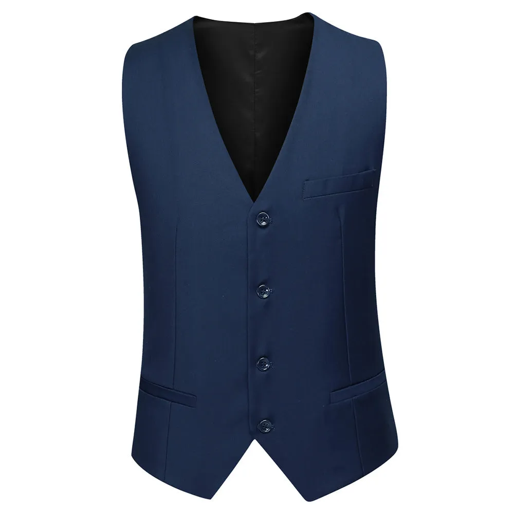 3-Piece Notched Lapel Casual Navy Suit