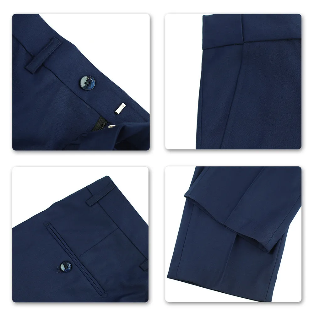 3-Piece Notched Lapel Casual Navy Suit