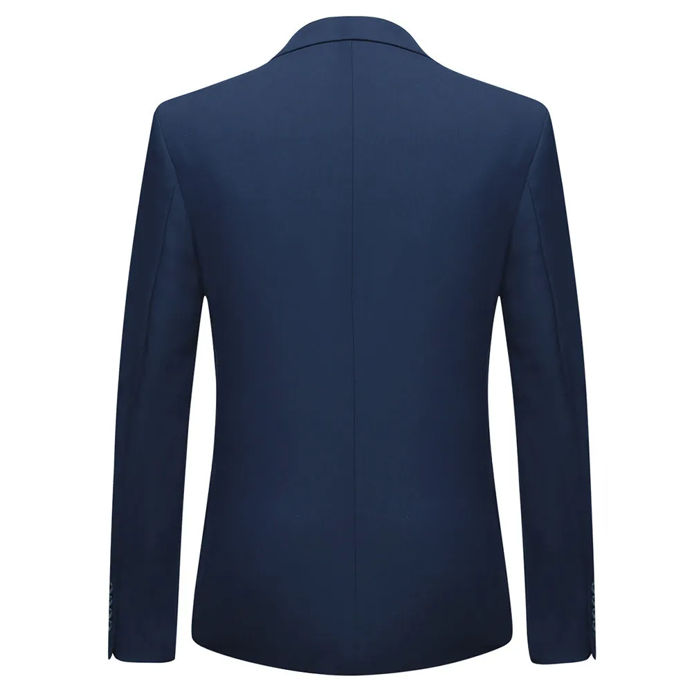 3-Piece Notched Lapel Casual Navy Suit