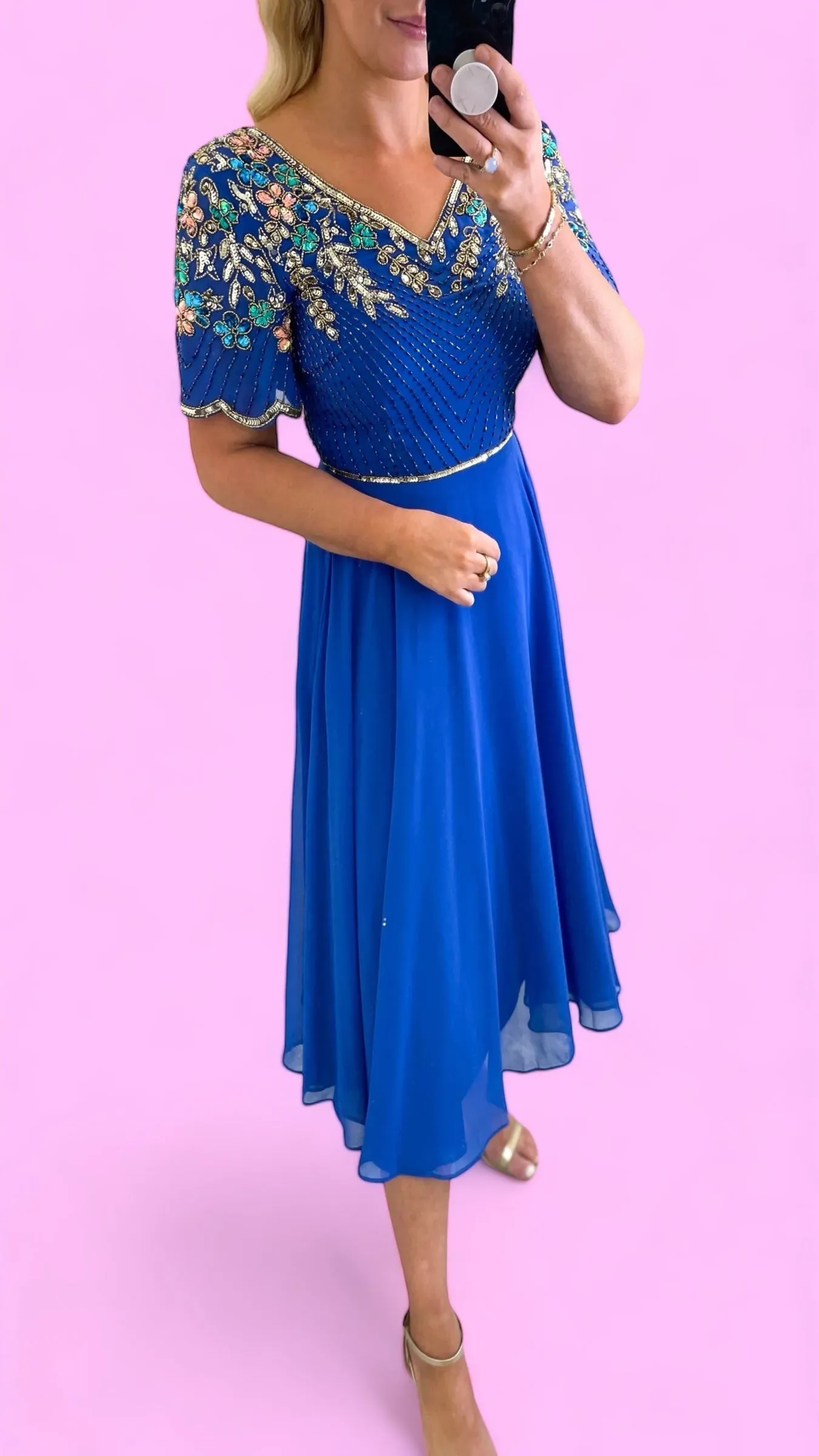 5-A1521 Royal Embellished Flare Dress