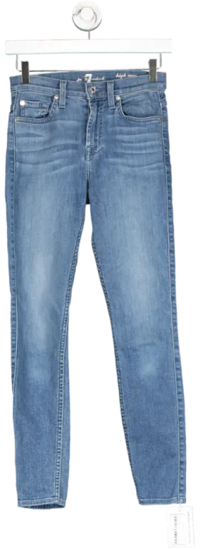 7 For All Mankind Blue High Waisted Skinny Jeans W23