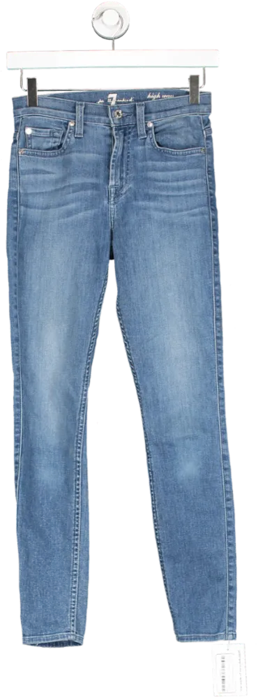 7 For All Mankind Blue High Waisted Skinny Jeans W23