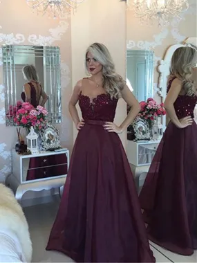 A Line Floor Length Maroon Prom Dress, Maroon Formal Dress, Burgundy Prom Dress