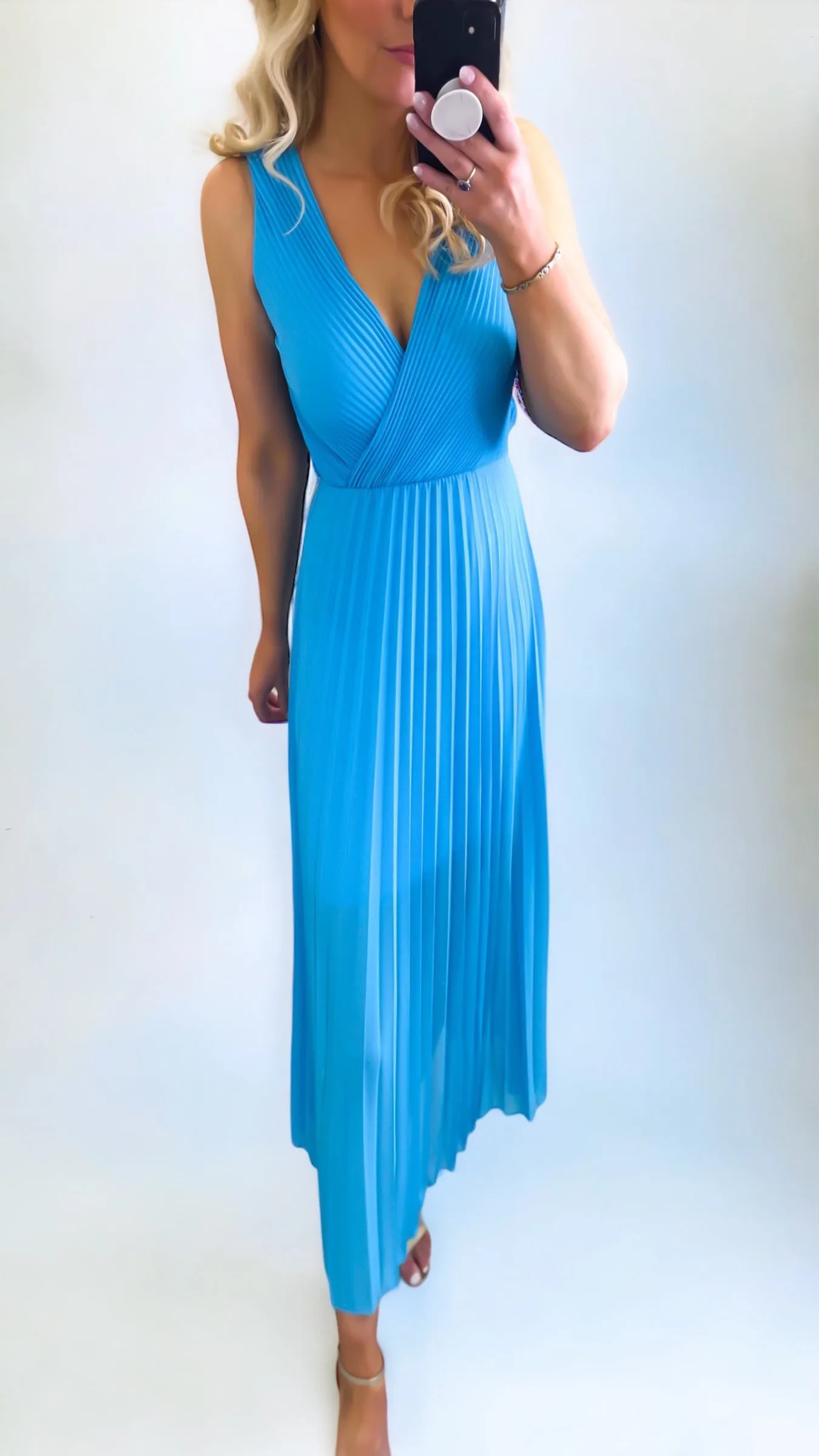 A1457 Turquoise 2 Way Pleat Dress