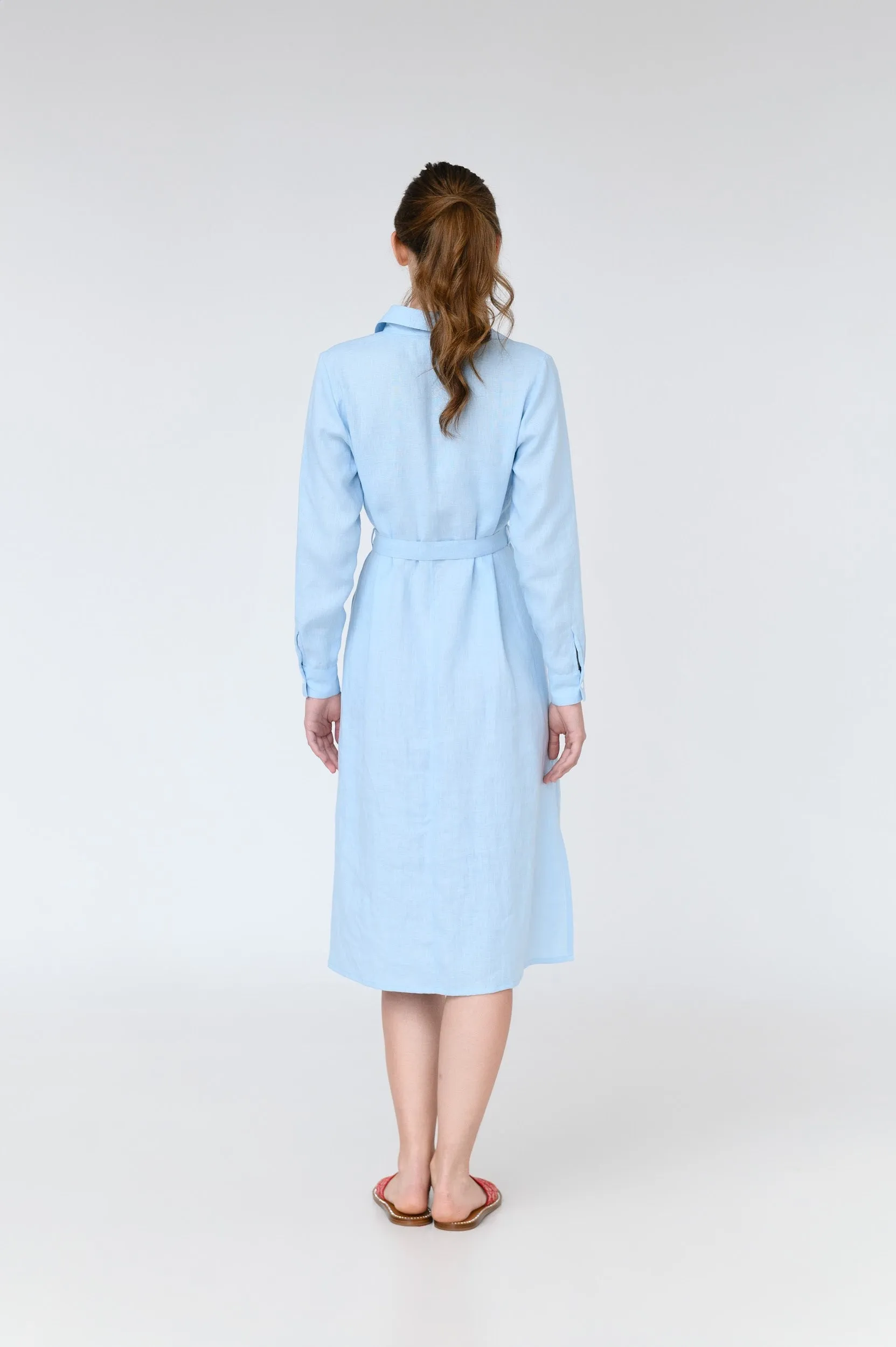 Aurora Long Sleeve Linen Midi Dress