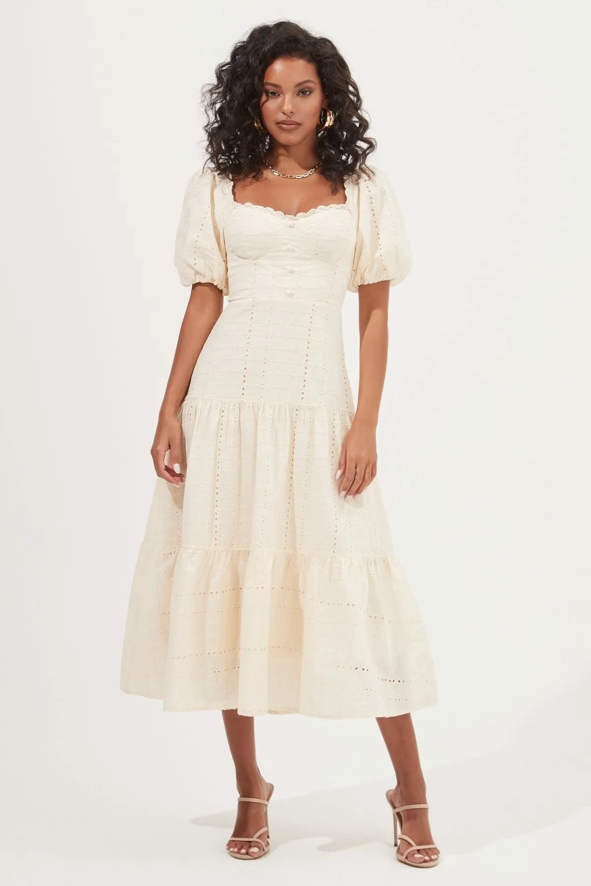 Baldwin Pointelle Puff Sleeve Midi Dress