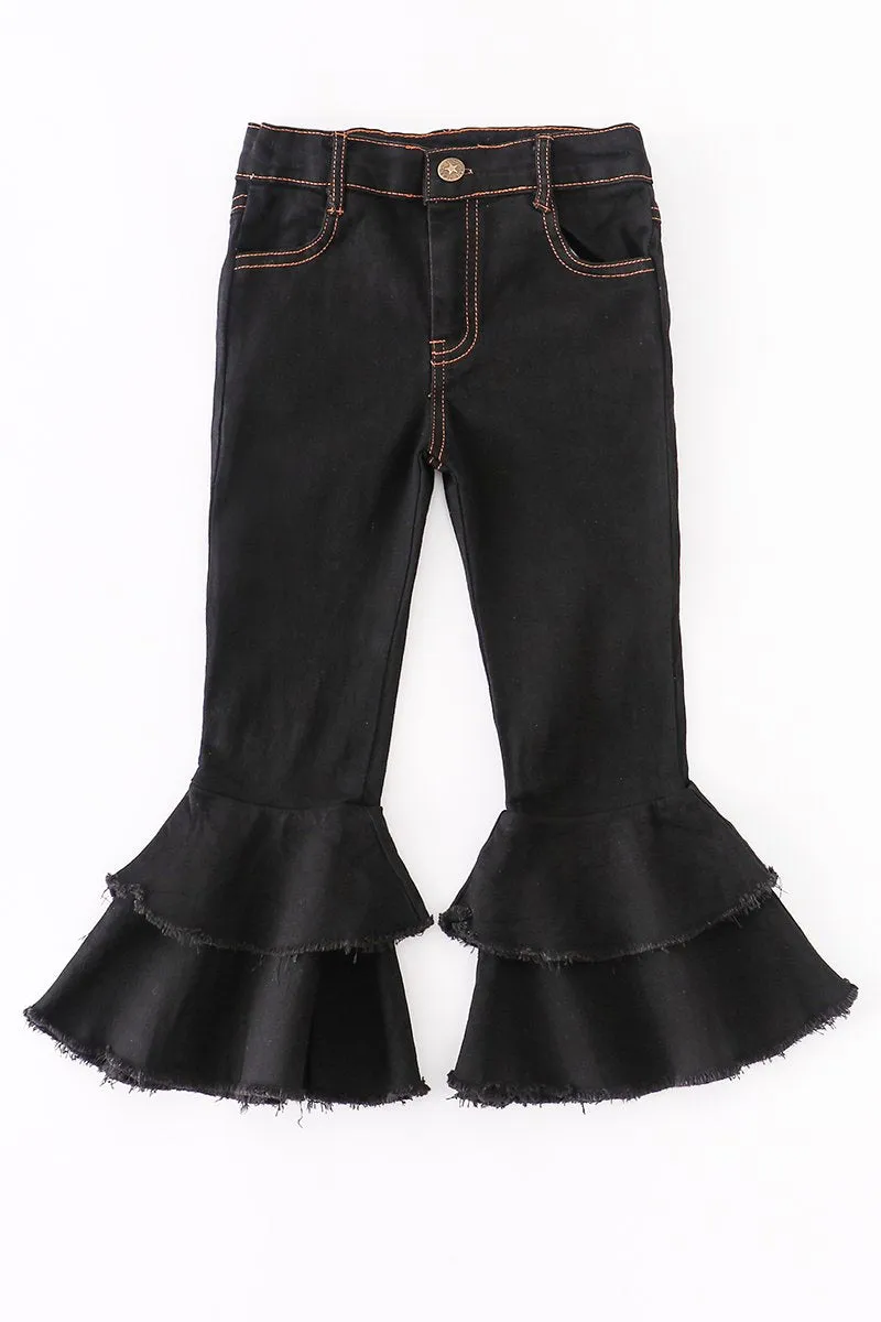 Black double layered denim jeans