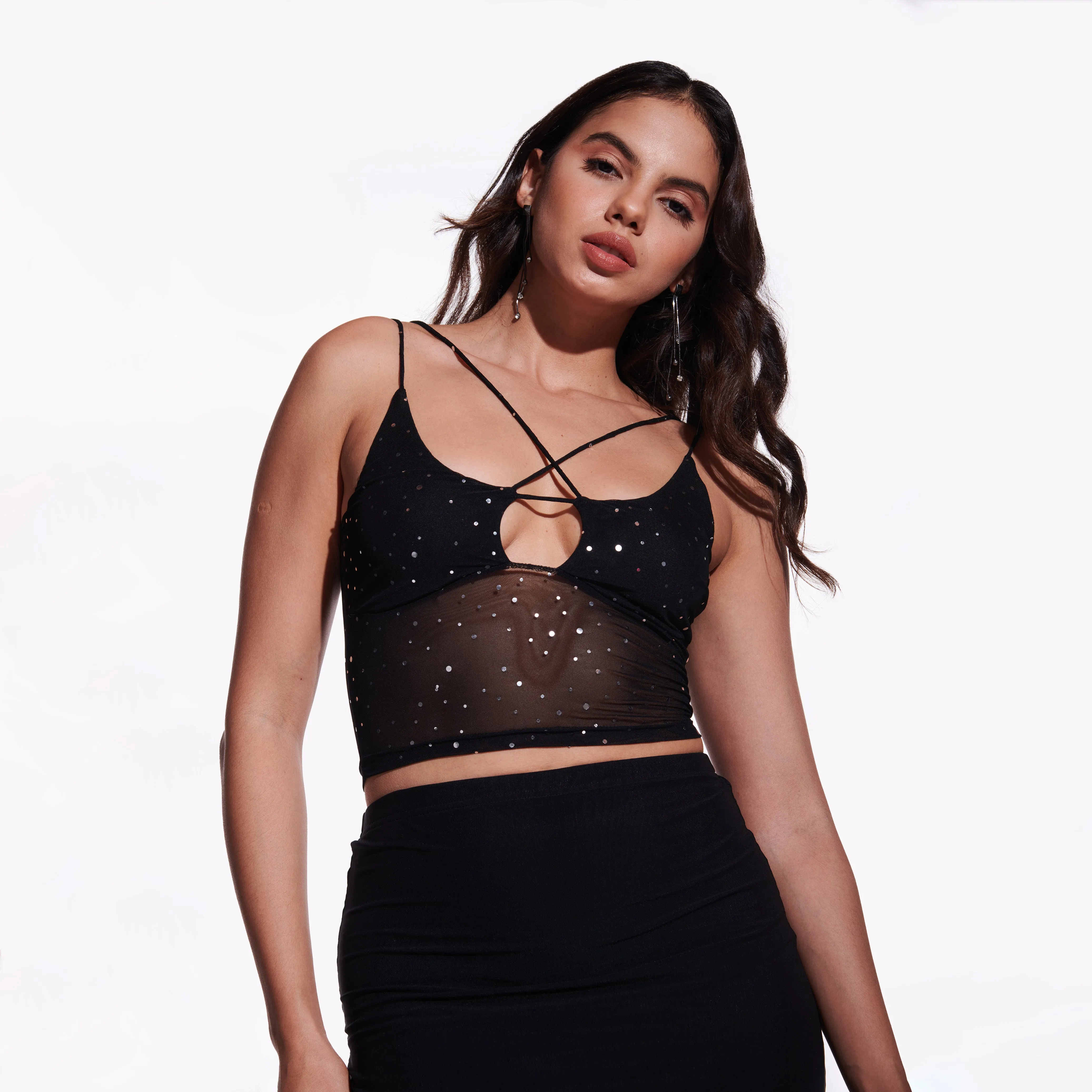 Black Mesh Tank Top