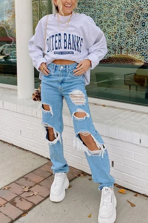 Broken Hole Loose Jeans