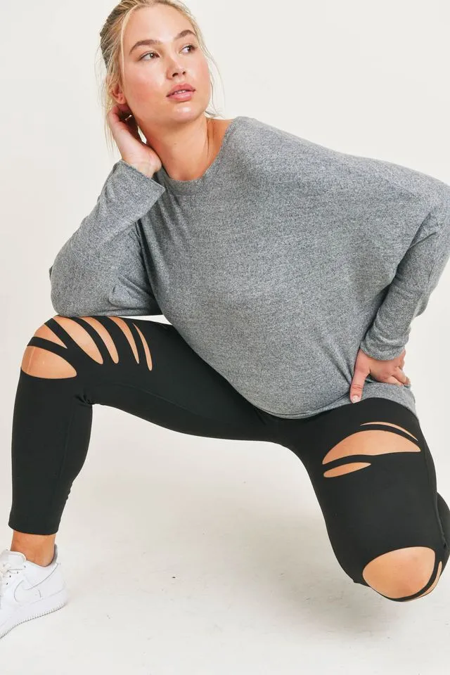 {BRONX 2.0} Black Distressed Laser-Cut Highwaist Leggings