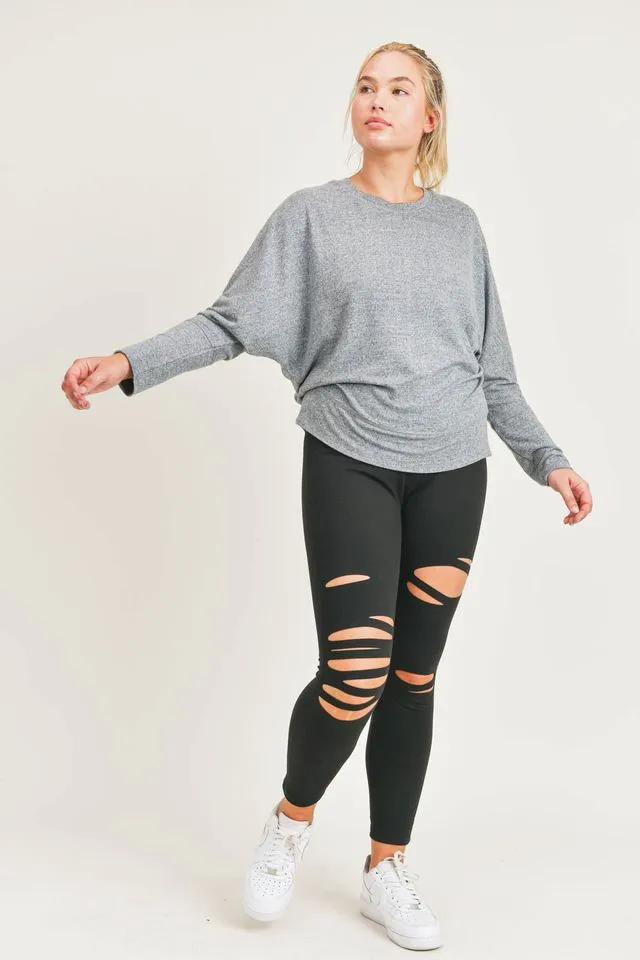 {BRONX 2.0} Black Distressed Laser-Cut Highwaist Leggings