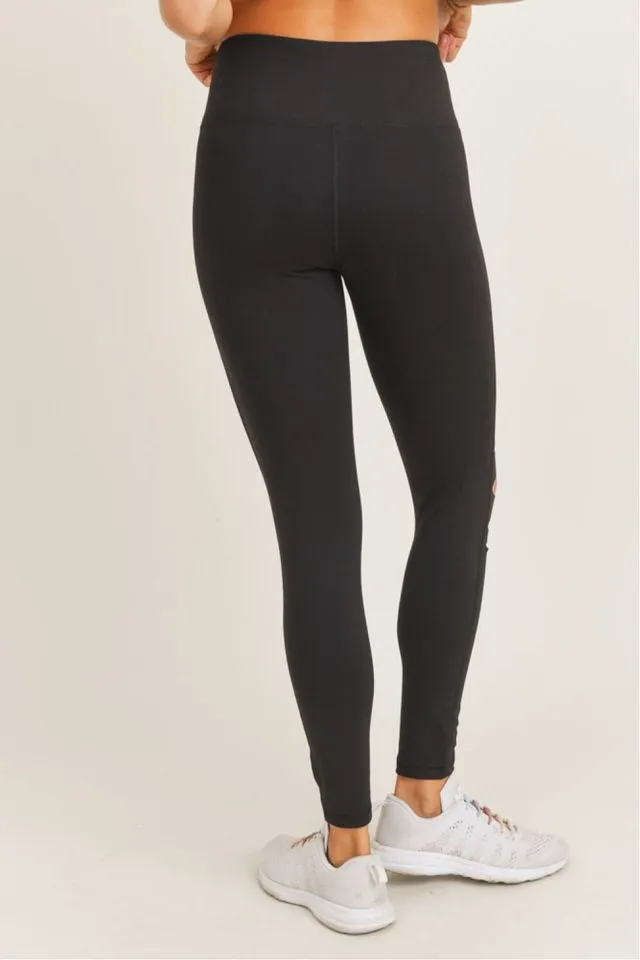 {BRONX 2.0} Black Distressed Laser-Cut Highwaist Leggings