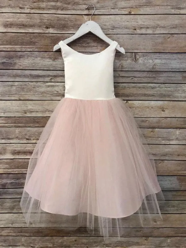 Champagne Little Flower Girl Dresses Sleeveless Satin Kids Dresses