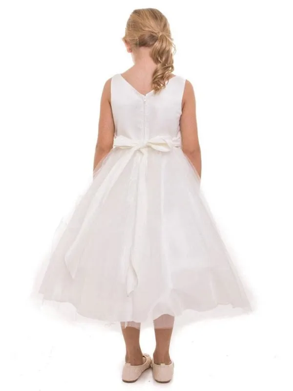 Champagne Little Flower Girl Dresses Sleeveless Satin Kids Dresses