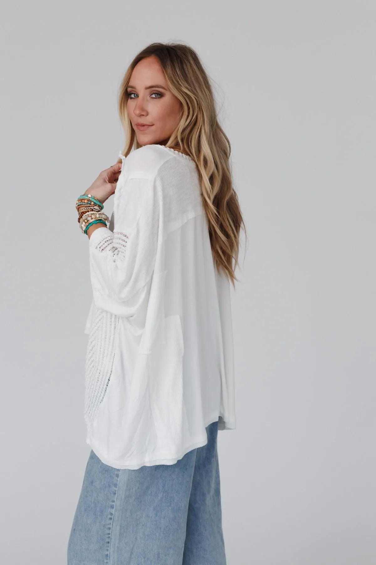 City Drifter Oversized Contrast Top - Ivory