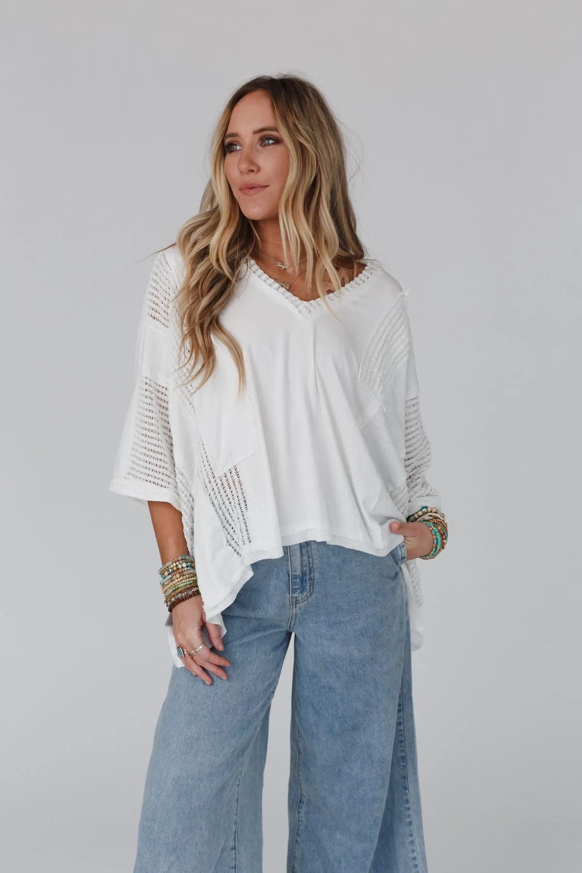 City Drifter Oversized Contrast Top - Ivory