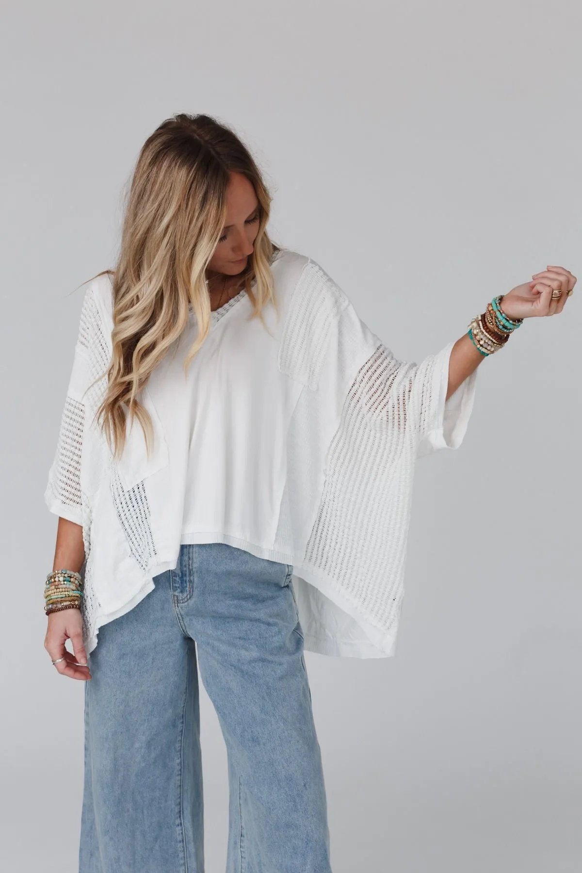 City Drifter Oversized Contrast Top - Ivory