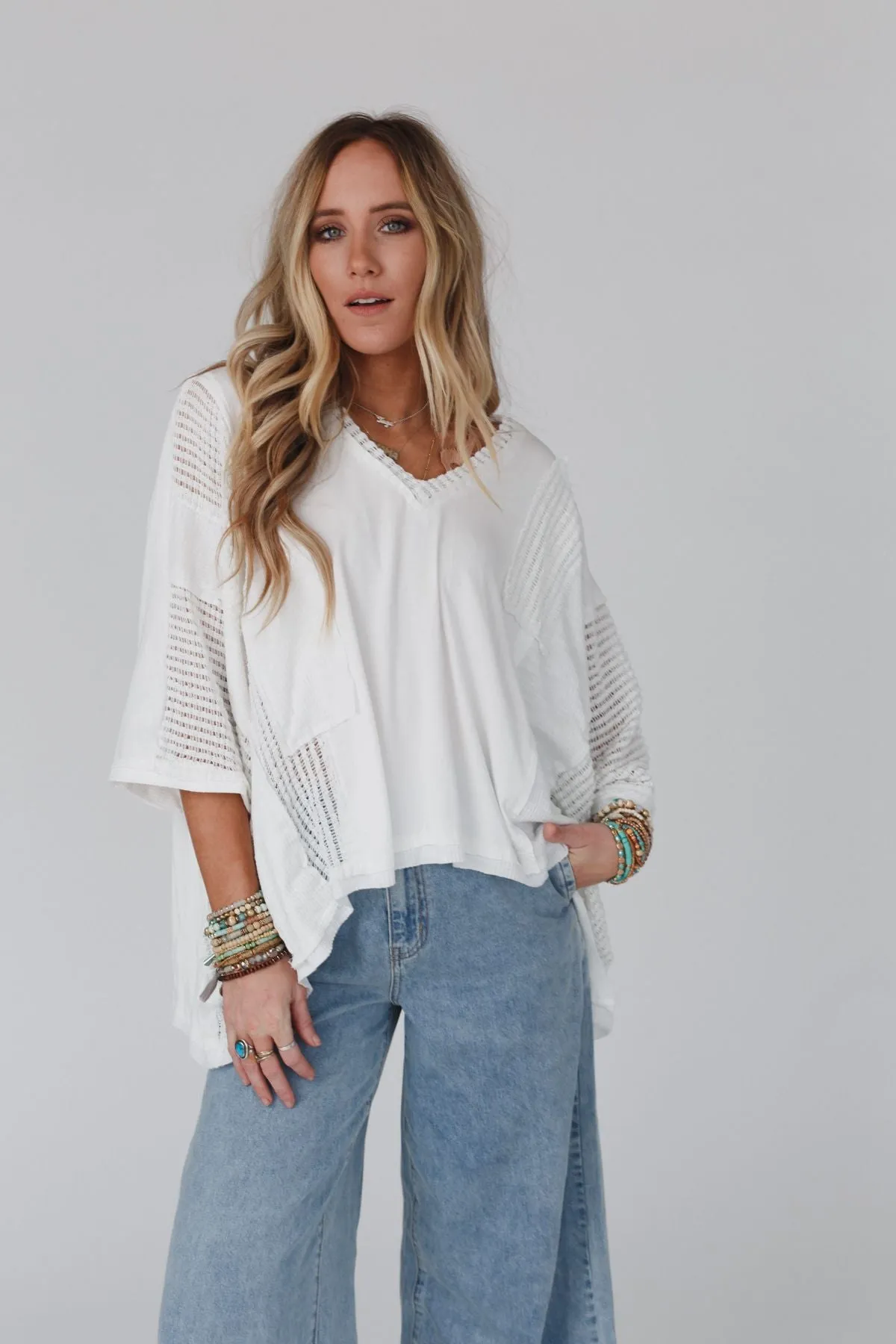 City Drifter Oversized Contrast Top - Ivory