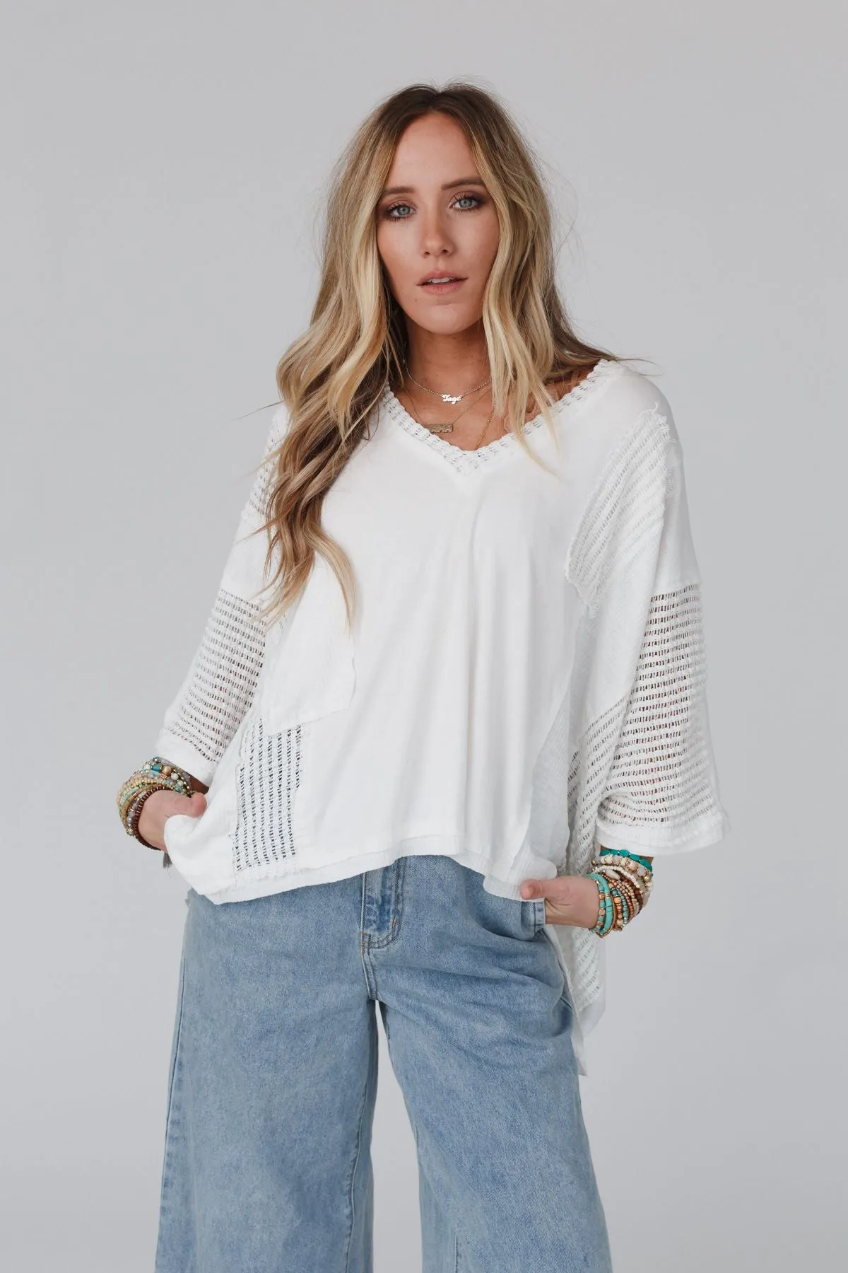 City Drifter Oversized Contrast Top - Ivory