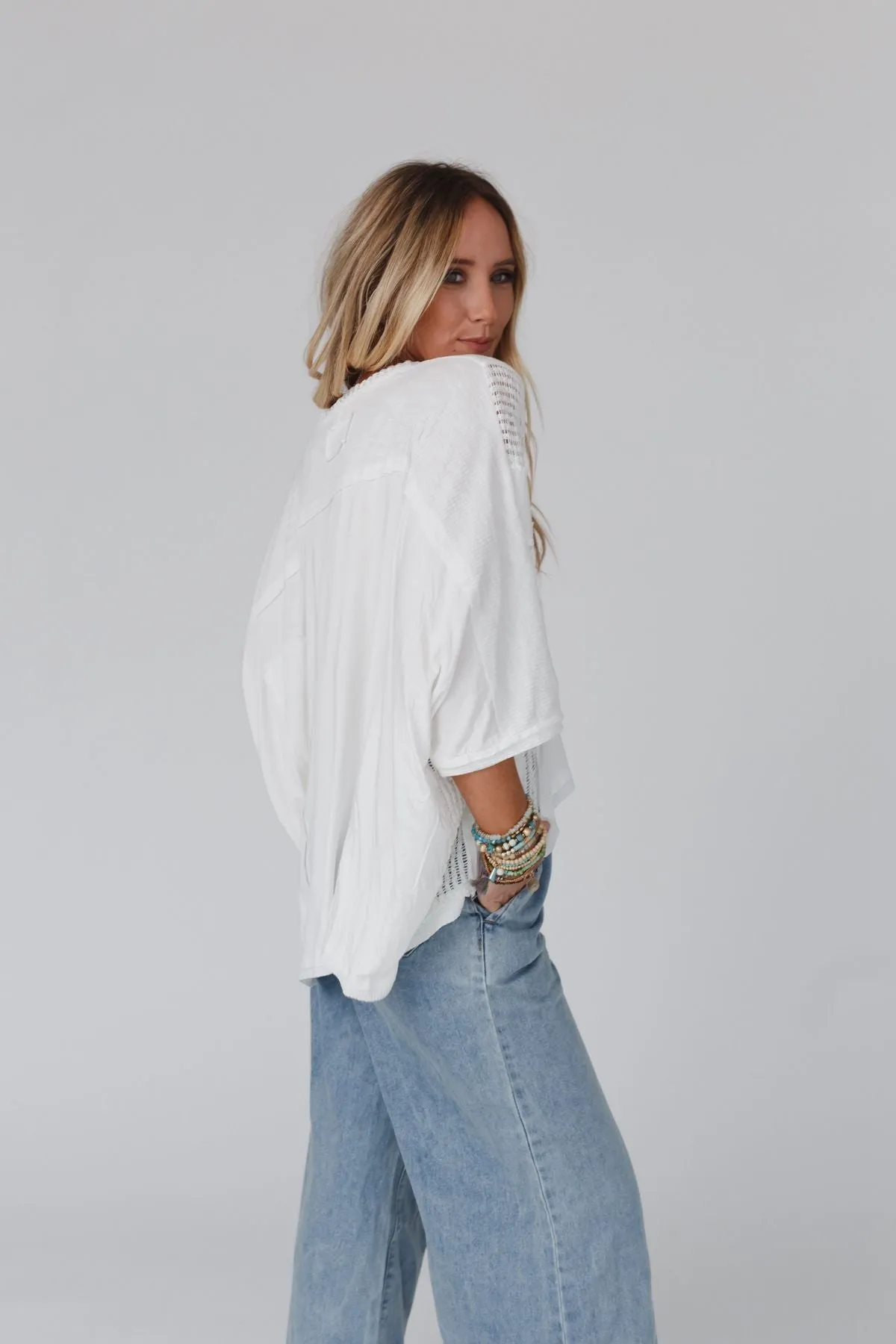 City Drifter Oversized Contrast Top - Ivory