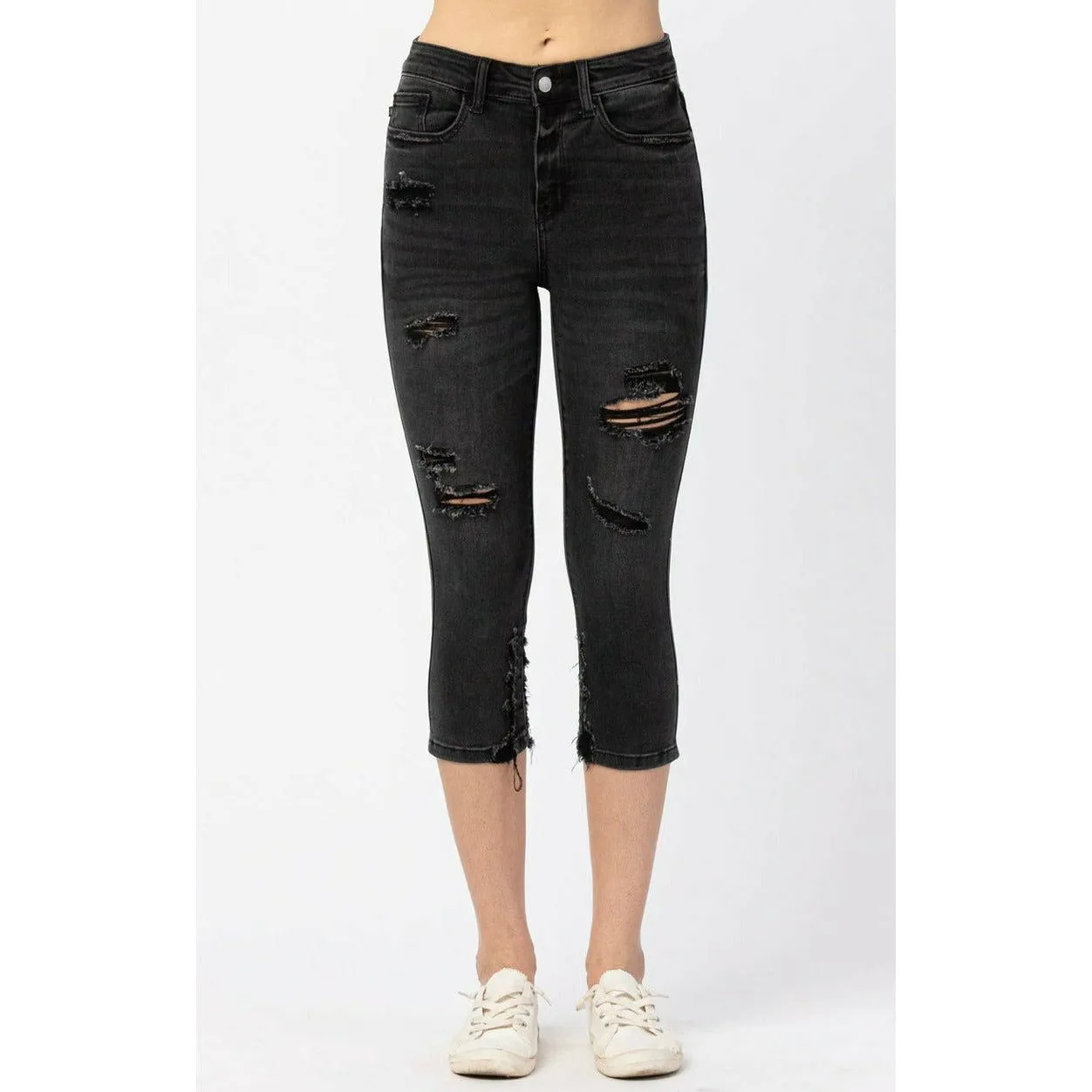 Curvy:: Black |Capri| Judy Blue Jeans