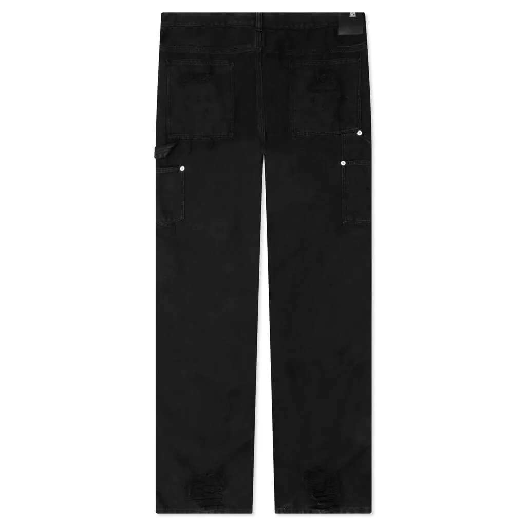 Destroyed Carpenter Pant - Washed Black