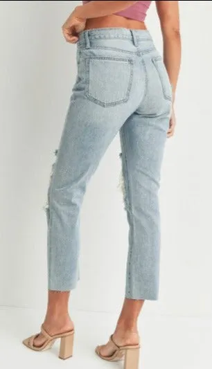 Distressed Straight Jeans