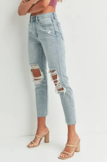 Distressed Straight Jeans