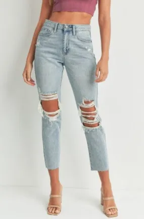 Distressed Straight Jeans