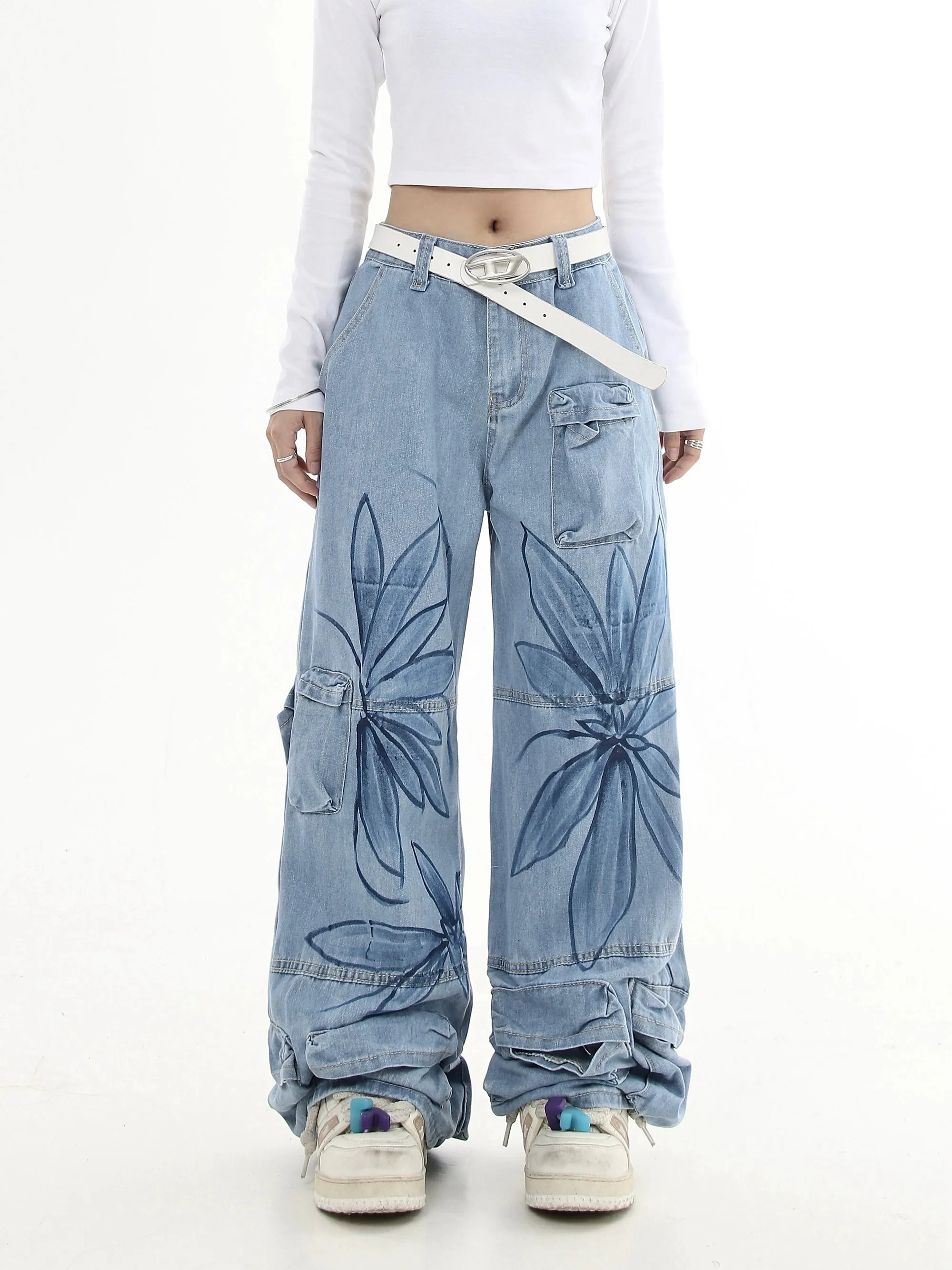 Flower Graffiti Cargo Jeans