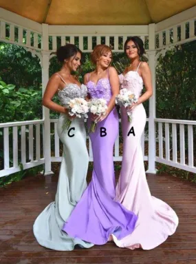 Graceful Sweetheart Mermaid ?Appliques ?Backless Bridesmaid Dresses