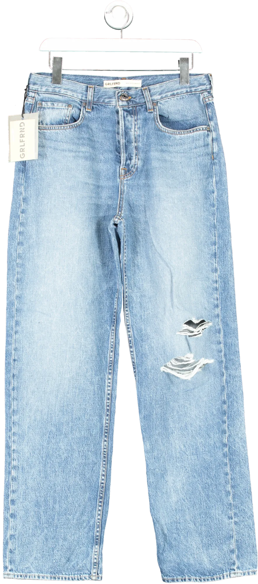 grlfrnd Blue Bella Low Rise Boyfriend Jeans W26