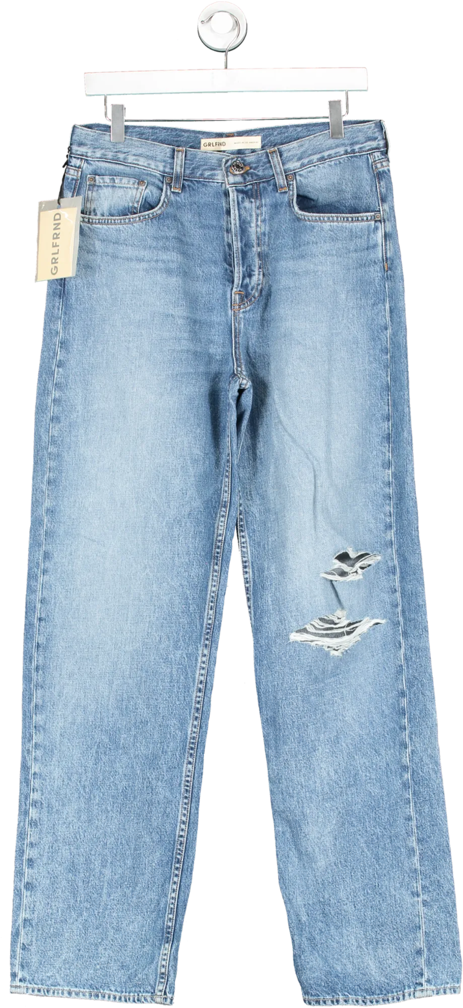 grlfrnd Blue Bella Low Rise Boyfriend Jeans W26