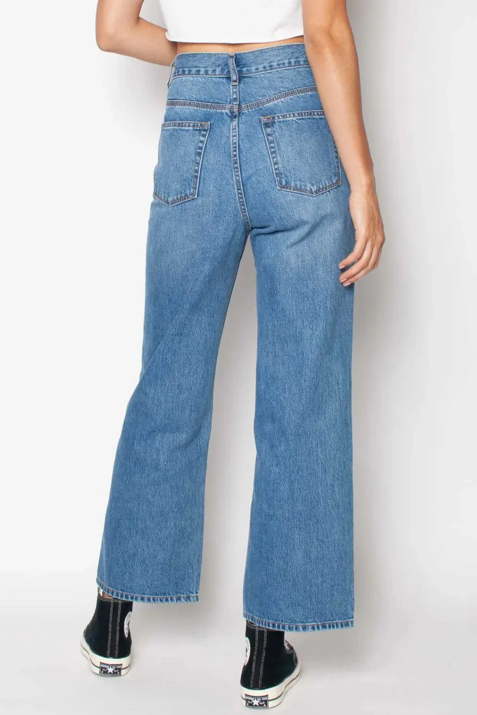 Hi Mum Straight Wide Crop Blue Gem Denim Jean