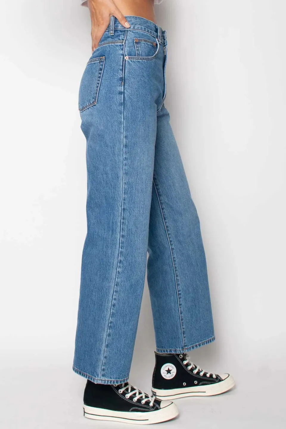 Hi Mum Straight Wide Crop Blue Gem Denim Jean