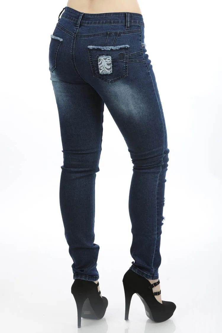 High Waist Patch Jeans | 2619