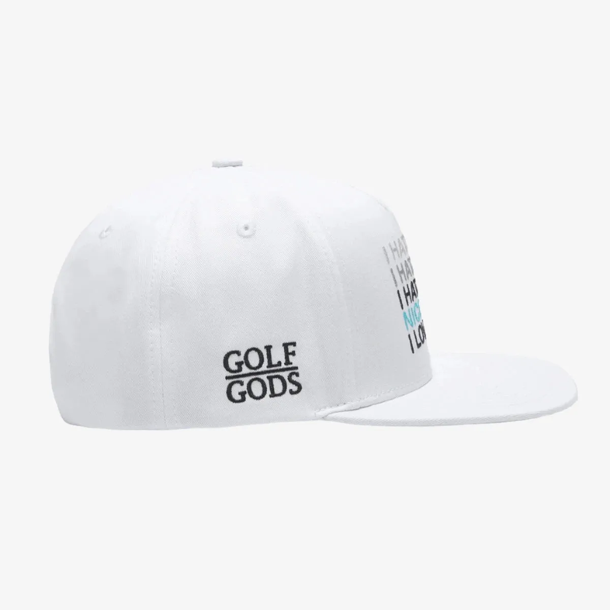 I Hate Golf White SnapBack Golf Hat - Flat Brim