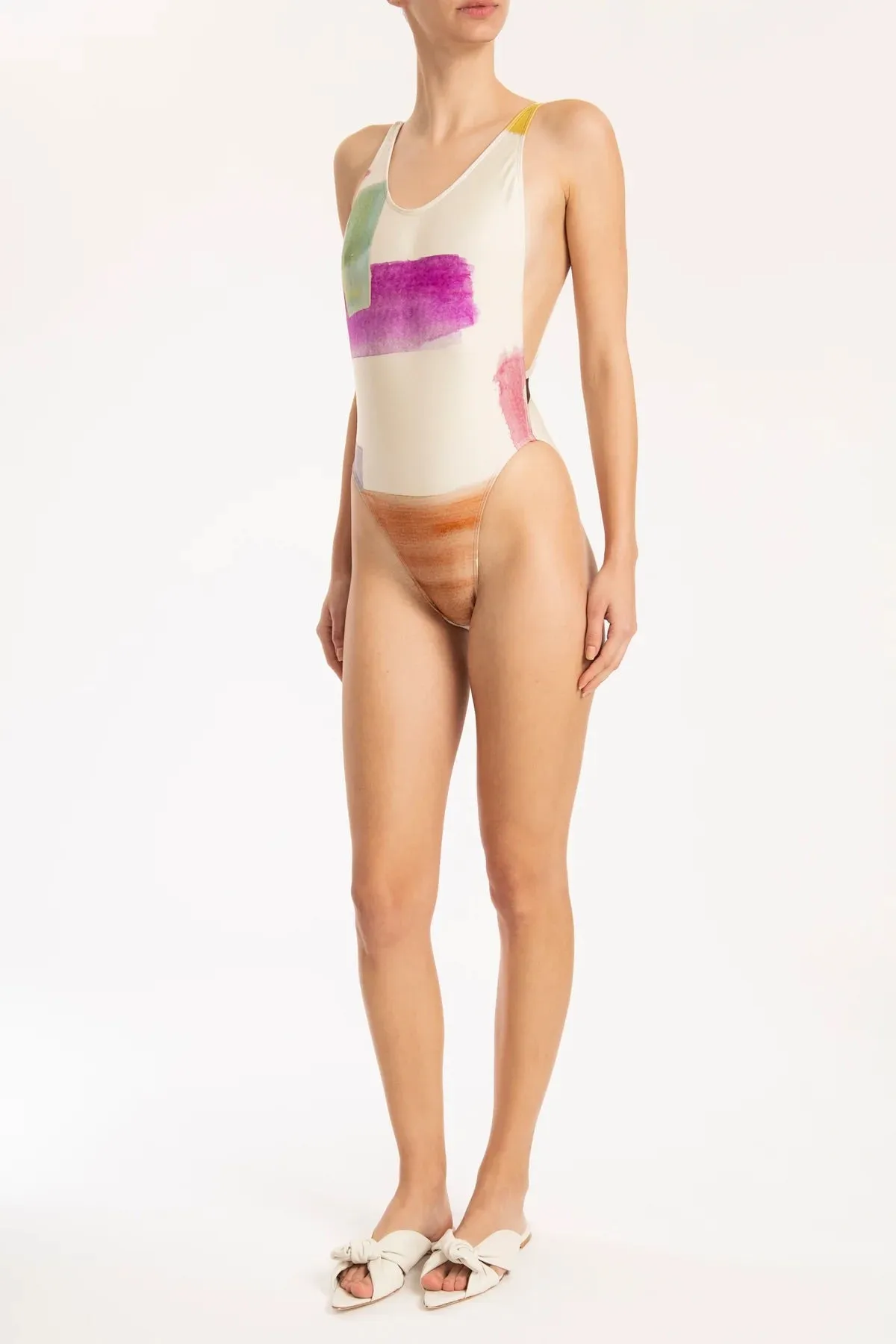 Illusion High-Leg Swimsuit With Straps