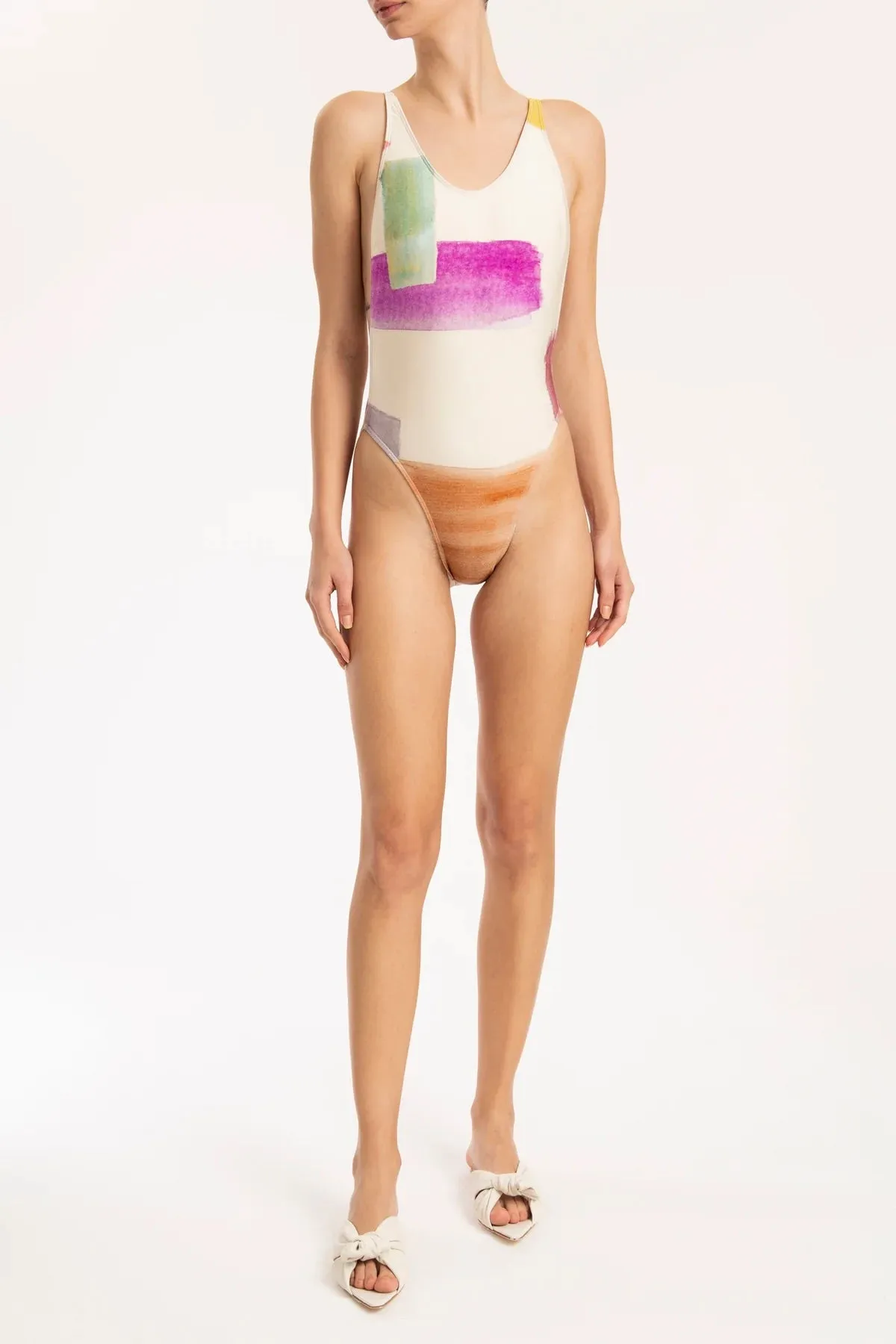 Illusion High-Leg Swimsuit With Straps