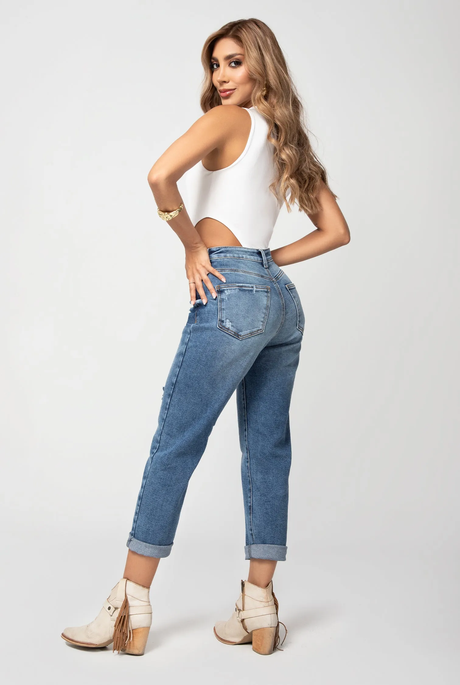 JEAN MOM FIT DAMA PROCESO TONO MEDIO RETRO TIRO ALTO RF 714