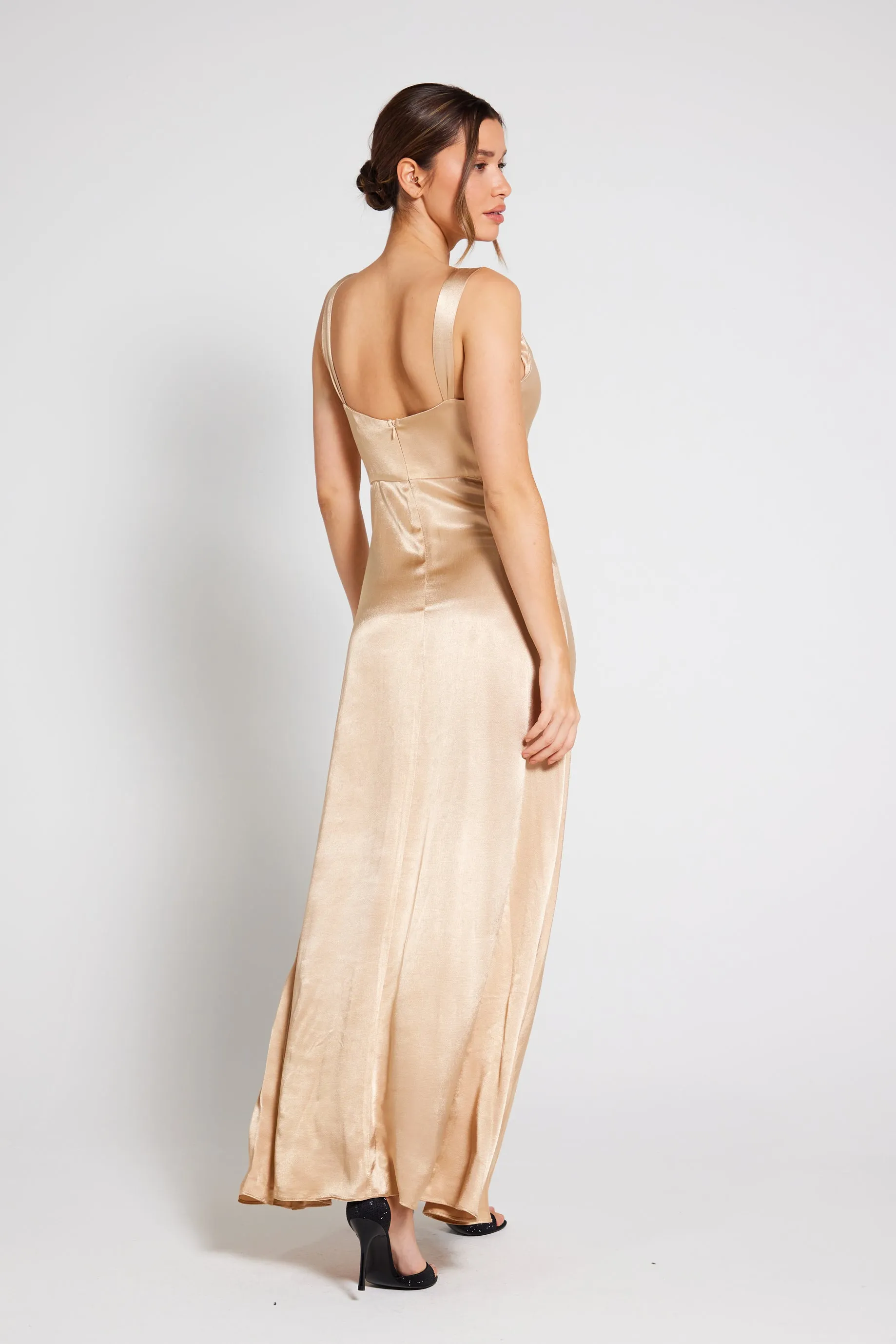 Layla Cami Satin Maxi Gown Dress - Champagne