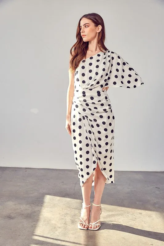 LEFT OF THE TEA ROOM ONE SHOULDER WRAP DRESS