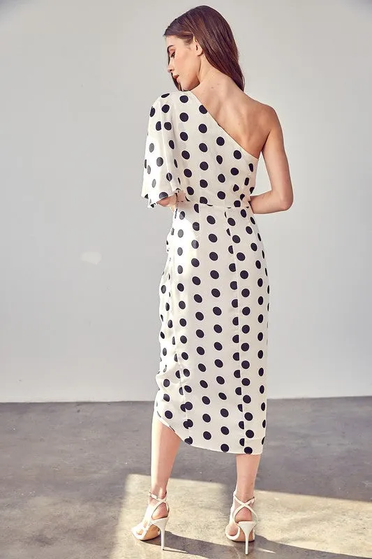 LEFT OF THE TEA ROOM ONE SHOULDER WRAP DRESS