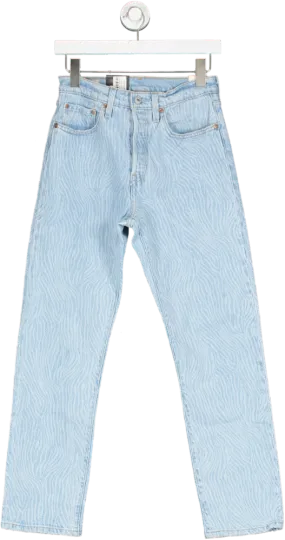 levis Blue 501 Original Cropped Animal Print Jeans BNWT W26 L28