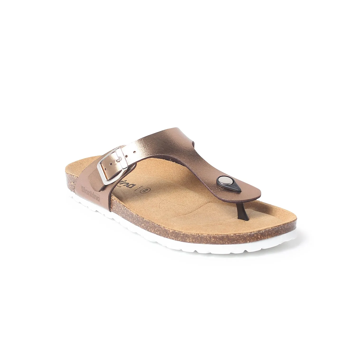 Malaga Vegan Leather Cork Sandal - Metallic Copper