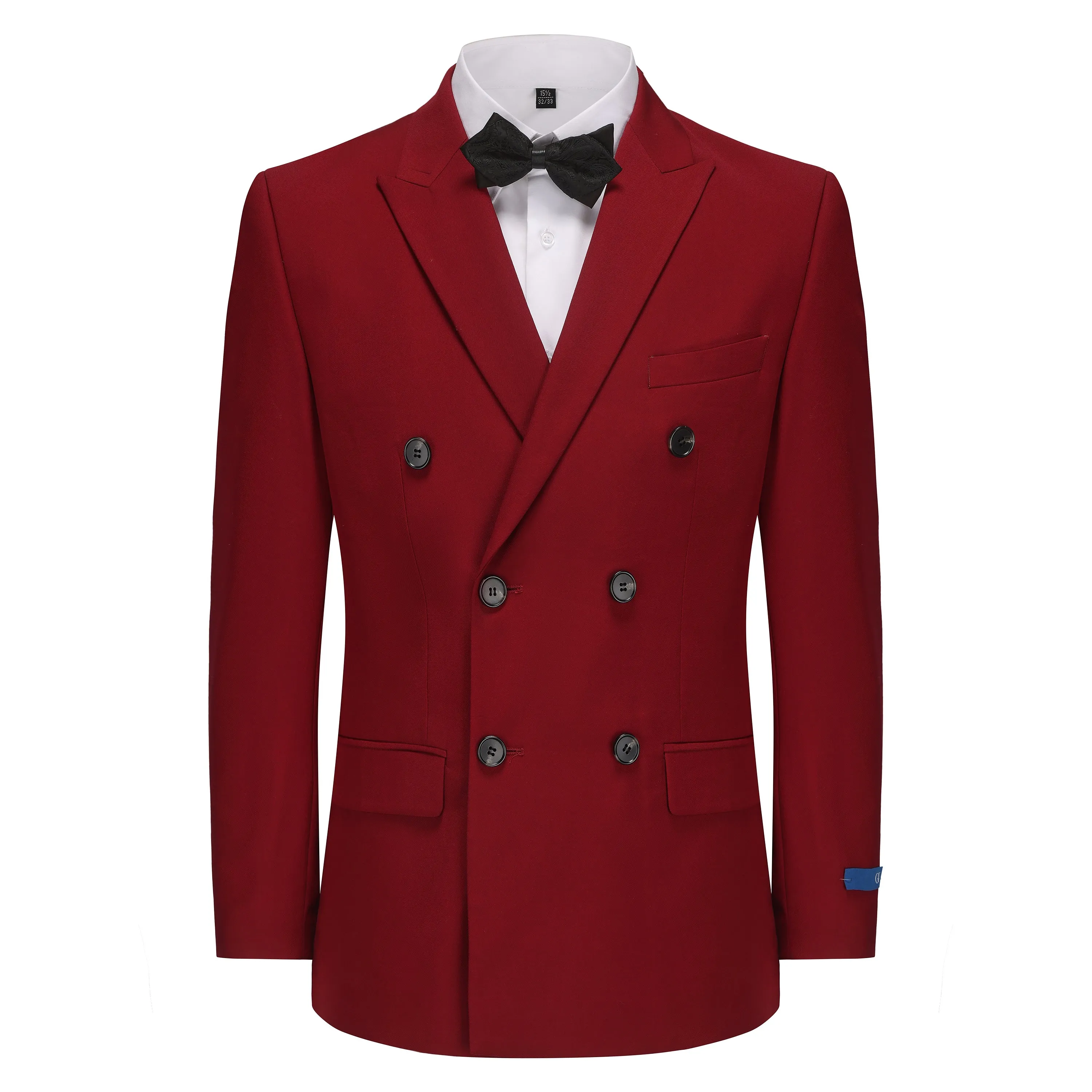 Men's Slim Fit 2-Piece Double Breasted Suit (Red)