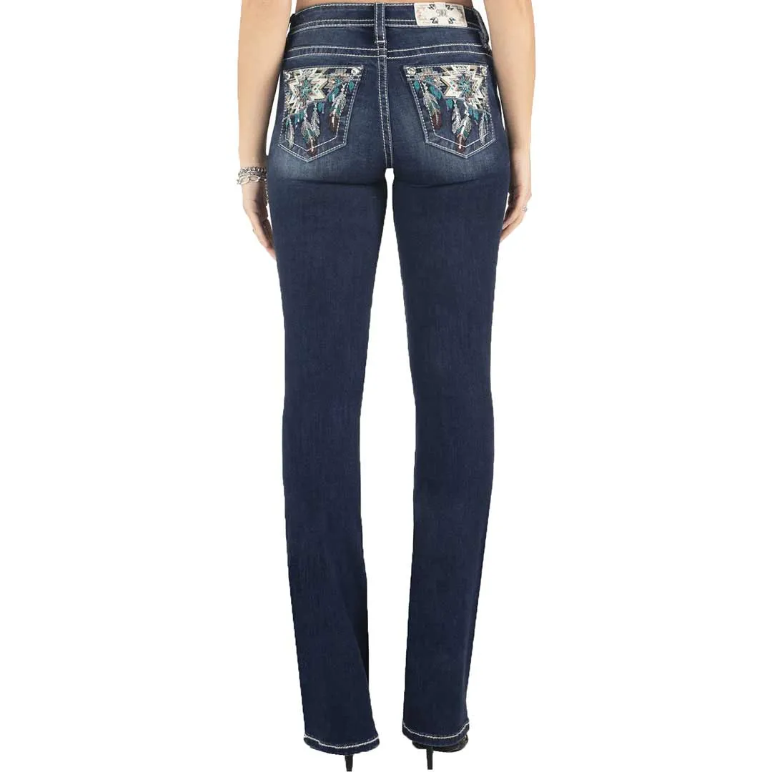 Miss Me Women's Aztec Dreamcatcher Bootcut Jeans