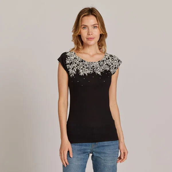 NEW! Lace Bamboo T-Shirt in Black by Umsteigen